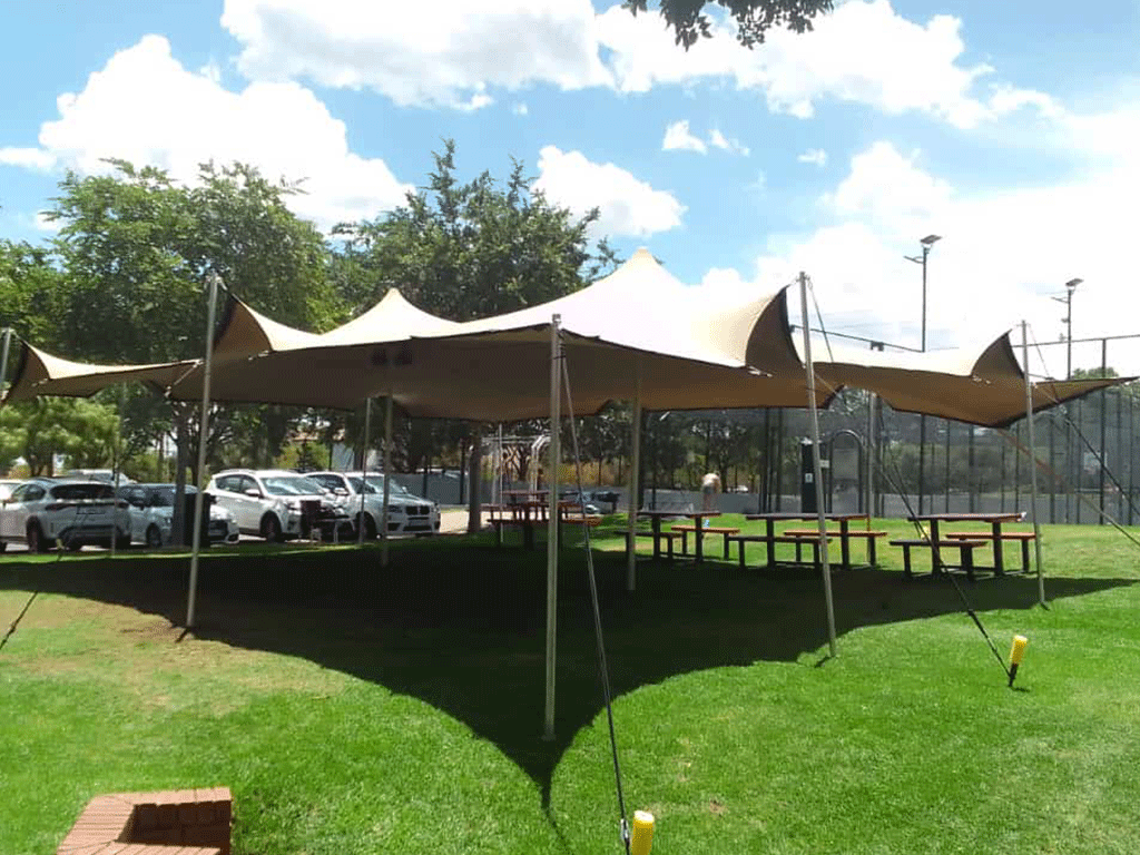 Outdoor stretch tent event setup