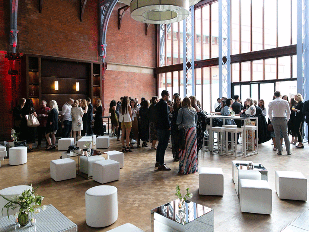 Modern lounge furniture and event setup